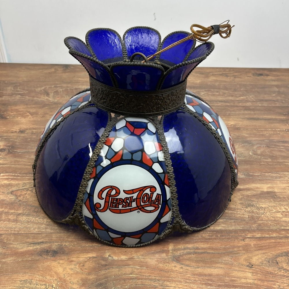 *RARE* Vintage‎ Pepsi Cola "Tiffany Stained Glass" (Plastic) Hanging Lamp Light